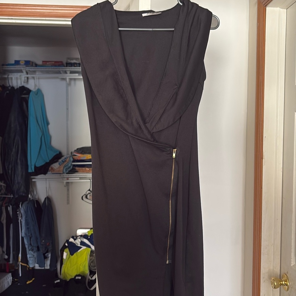 Black dress gold zipper